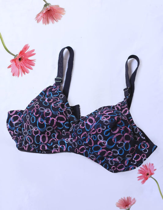 Cotton Double Layered Non-Wired Printed Bra Pack Of 3